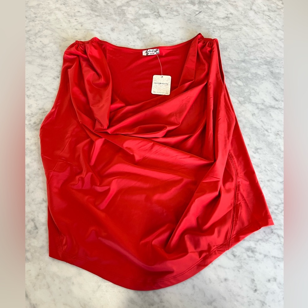 Free People Red Draped Cowl Neck Tank